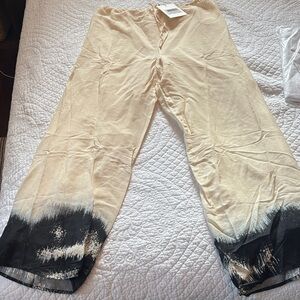Cream and Black Printed Pants
